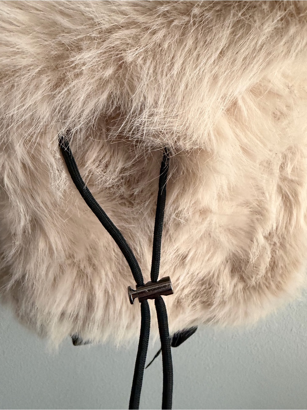 Plush Faux Fur Backpack in Beige - Picture 2 of 4